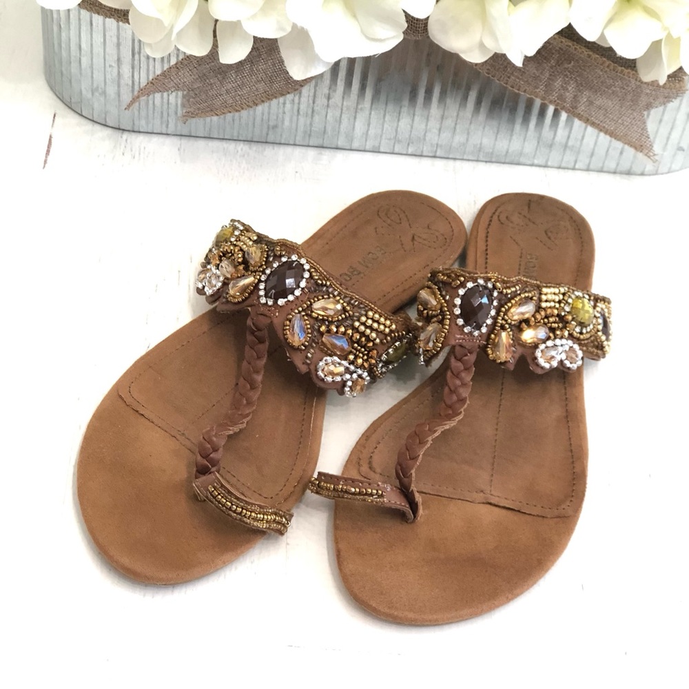 Rhinestone Jeweled Sandals Sz 38